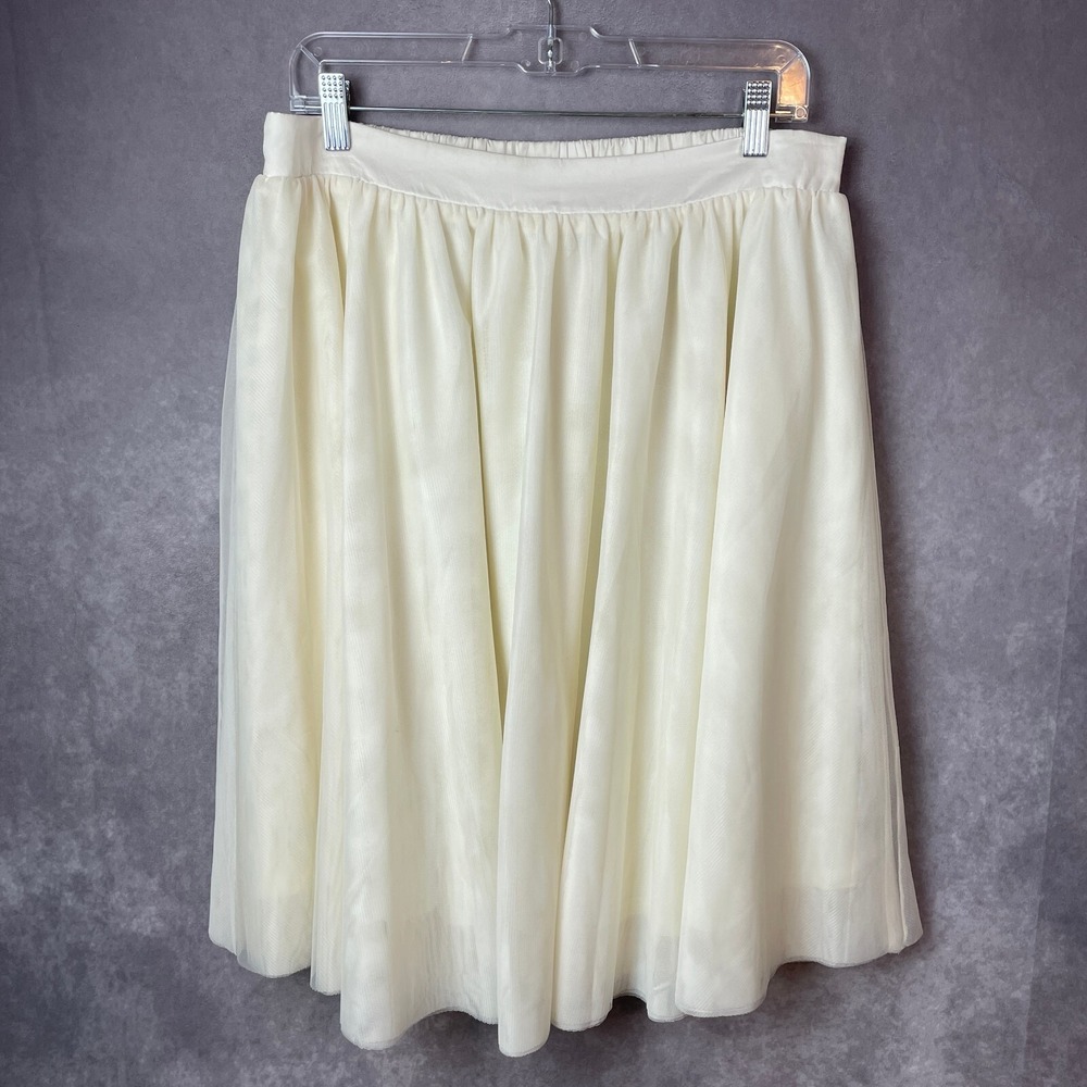 ModCloth Skirt Womens XL Cream Ivory Layered Tulle Full Swing Elastic Waistband